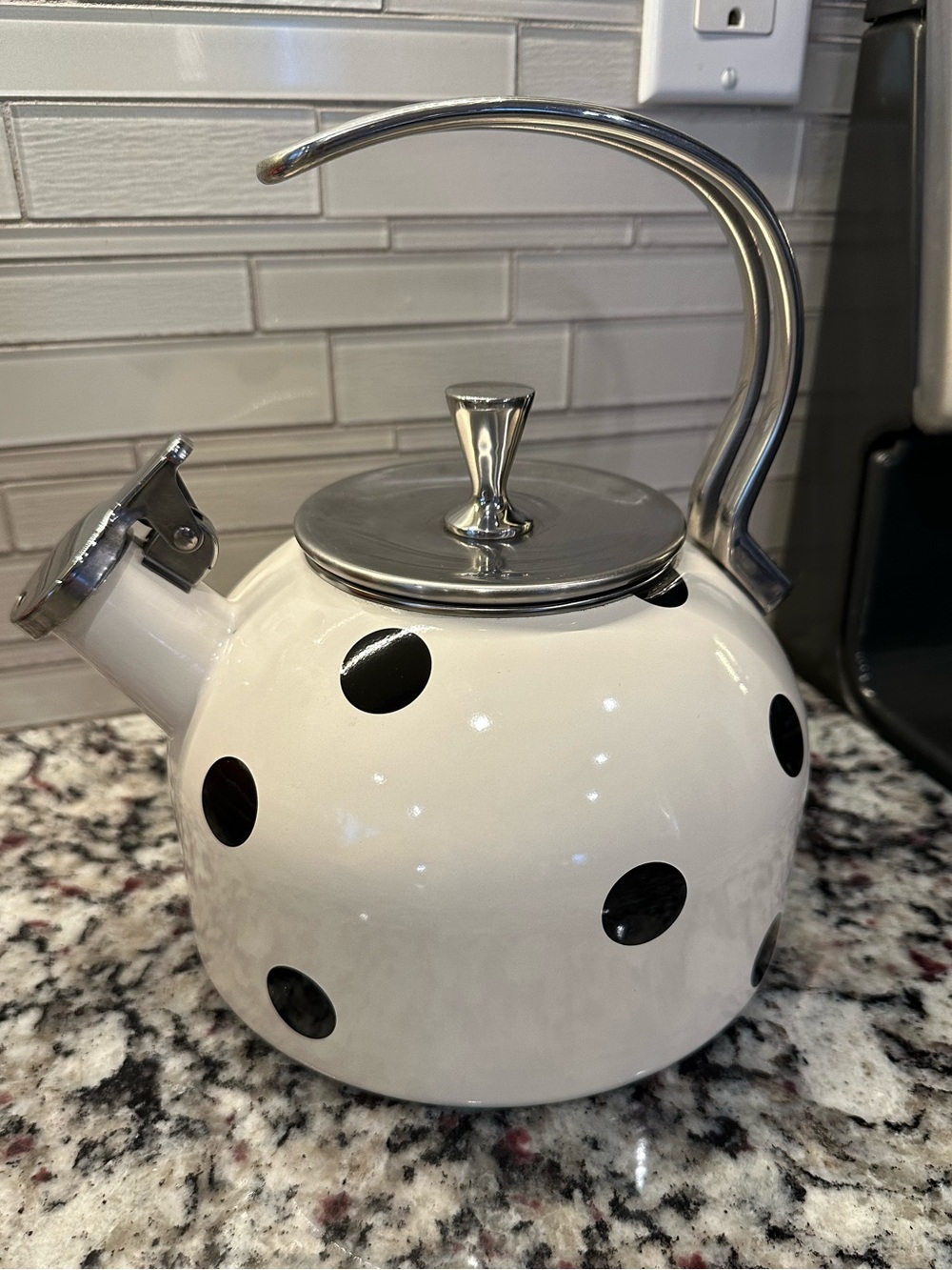 Kate Spade Black & White Polka Dot Tea Kettle by Lenox